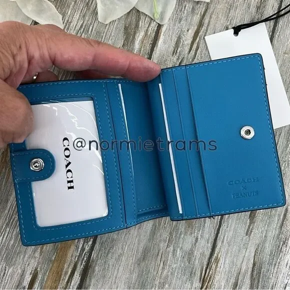 Coach X Peanuts Leather Snap Wallet With Linus Bag Purse
